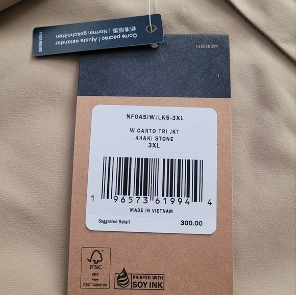 NWT Women's The North Face Carto Triclimate Jacket size 3XL in Khaki Sto… - Picture 4 of 7